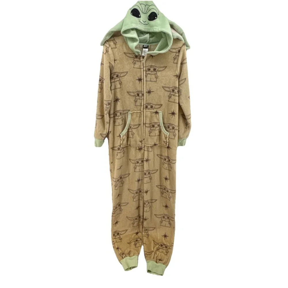 Disney Lucas Film Baby Yoda Pajamas Womens S 4-6 Fleece Costume One Piece PJs - Picture 2 of 10